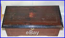 ANTIQUE VINTAGE 19th Century SWISS CYLINDER MUSIC BOX 8 Songs Wood Case Plays