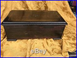 ANTIQUE/VTG CYLINDER 8 TUNE MUSIC BOX Withinlaid Wood Box 17x10x7 Swiss