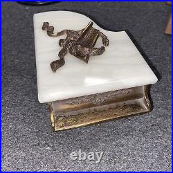 ART DECO 1920s THORENS GRAND PIANO MUSIC CIGARETTE BOX MARBLE LID WORKS ANTIQUE