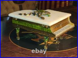 ART DECO 1920s THORENS GRAND PIANO MUSIC jewely/Cigarette BOX MARBLE LID WORKS