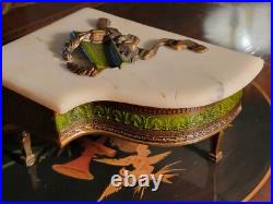 ART DECO 1920s THORENS GRAND PIANO MUSIC jewely/Cigarette BOX MARBLE LID WORKS