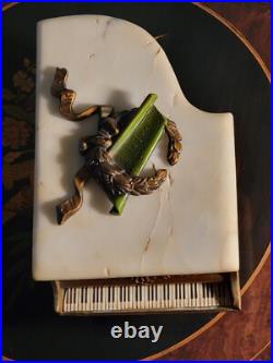 ART DECO 1920s THORENS GRAND PIANO MUSIC jewely/Cigarette BOX MARBLE LID WORKS
