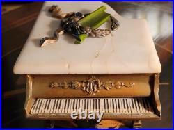 ART DECO 1920s THORENS GRAND PIANO MUSIC jewely/Cigarette BOX MARBLE LID WORKS