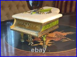 ART DECO 1920s THORENS GRAND PIANO MUSIC jewely/Cigarette BOX MARBLE LID WORKS