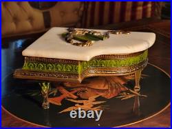 ART DECO 1920s THORENS GRAND PIANO MUSIC jewely/Cigarette BOX MARBLE LID WORKS