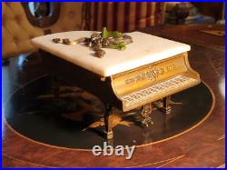 ART DECO 1920s THORENS GRAND PIANO MUSIC jewely/Cigarette BOX MARBLE LID WORKS