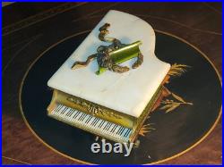 ART DECO 1920s THORENS GRAND PIANO MUSIC jewely/Cigarette BOX MARBLE LID WORKS