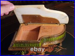 ART DECO 1920s THORENS GRAND PIANO MUSIC jewely/Cigarette BOX MARBLE LID WORKS