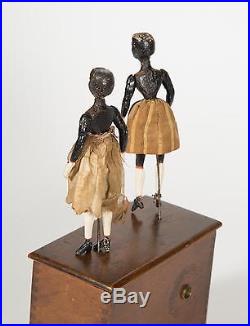American Black Painted Wood Automaton Dancers