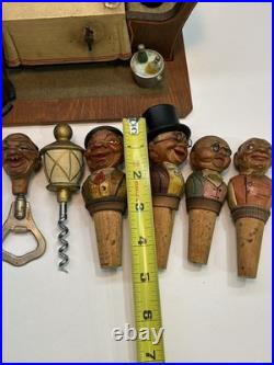 Anri Vedova Allegra Amor Bar Italian Carved Wood Figurines Set Corks Music Box