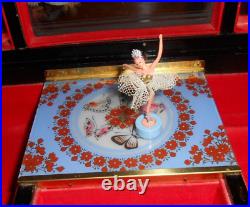 AntQ Japanese Geisha Jewelry Music Box w Moving Butterflies & Ballerina-Video