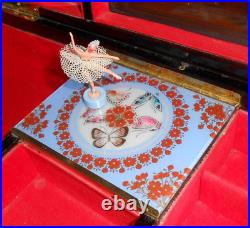 AntQ Japanese Geisha Jewelry Music Box w Moving Butterflies & Ballerina-Video