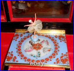 AntQ Japanese Geisha Jewelry Music Box w Moving Butterflies & Ballerina-Video