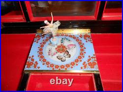 AntQ Japanese Geisha Jewelry Music Box w Moving Butterflies & Ballerina-Video