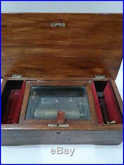 Antigua caja musical box a cilindro año 1870-1890 Cod 22895