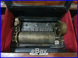 Antigua caja musical box a cilindro año 1870-1890 Cod 22895