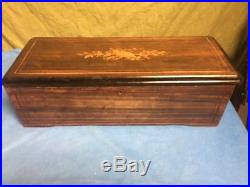 Antique 10 Song Cylinder Music Box. 20 + Long. (BIG). Marquetry. Works. 1800s
