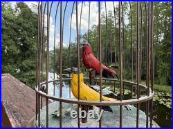 Antique 11 Automaton Double Singing Bird Cage Works See Video Germany Vtg