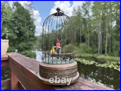 Antique 11 Automaton Double Singing Bird Cage Works See Video Germany Vtg