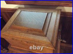 Antique 14 Perfection Disc Music Box In Oak Cabinet