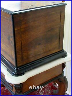 Antique 1800 Bell Drum Castanet Swiss Music Box F Conchon Fabrica Geneva & Table