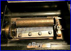 Antique 1800's French Cylinder Music Box Swiss Movement 8 Airs Working condition