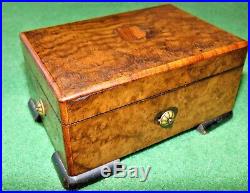 Antique 1800's French Cylinder Wood Music Box Swiss Movement 4 Airs Not winding