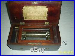 Antique 1800's Music Box 4 Airs Lever wind