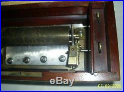 Antique 1800's Music Box 4 Airs Lever wind