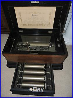 Antique 1800's Paillard Vaucher Fils Swiss 7805 5 Cylinder 30 Tune Music Box