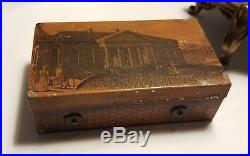Antique 1800's Souvenir Cylinder Music Box with Key Working Two Songs