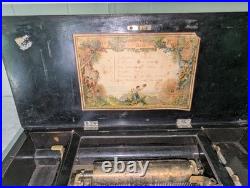 Antique 1800's Victorian Swiss Cylinder Music Box for restoration