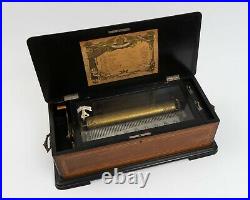 Antique 1800's Wooden Cylinder Music Box 12 Airs, Stamped #14733
