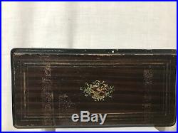 Antique 1800s 8 Airs Inlaid Swiss Music Box Hand Crank