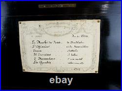 Antique 1800s Swiss 6 Song Reed Organ Musical Box Inlaid Bremond or Paillard