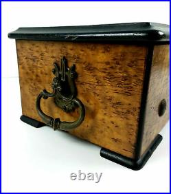 Antique 1800s Swiss 8 Song Musical Box Burl Walnut H Gautschi & Sons Langdorff