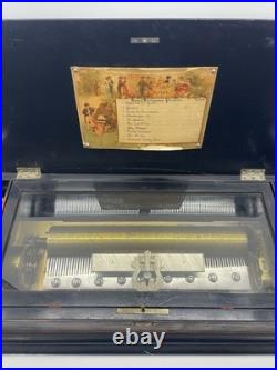 Antique 1880's 76 Pin, 10 Tune Swiss Music Box Very Nice Sounds Great