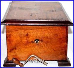 Antique 1880's Swiss Mechanical Disc Music Box In Walnut Case Sounds Terrific