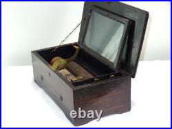 Antique 1880s Working Swiss Cylinder Roll 14 Wood Music Box with Inlaid Lid Antique 1880s Working Swiss Cylinder Roll 14 Wood Music Box with Inlaid Lid