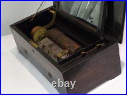 Antique 1880s Working Swiss Cylinder Roll 14 Wood Music Box with Inlaid Lid Antique 1880s Working Swiss Cylinder Roll 14 Wood Music Box with Inlaid Lid