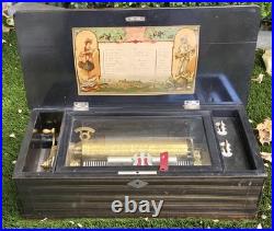 Antique 1885 Mermod Frères Swiss 10-Air Cylinder Music Box Plays Beautifully