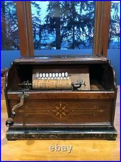 Antique 1887 CONCERT ROLLER ORGAN Hand Crank Victorian Music Box With 23 Cobs