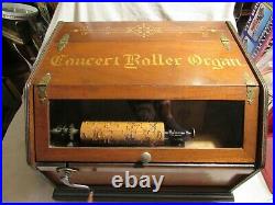 Antique 1887 CONCERT ROLLER ORGAN Hand Crank Victorian Music Box With 32 Rollers