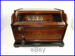 Antique 1890s Concert Roller Organ Music Box Cob Roller Organette Gold Lettering