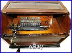Antique 1890s Concert Roller Organ Music Box Cob Roller Organette Gold Lettering