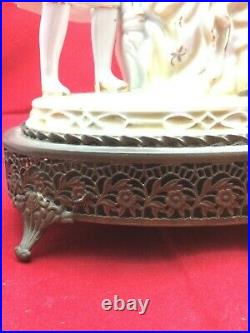 Antique 1920s Beck Music Box Melodie Charm wiht Porcelain Figurines