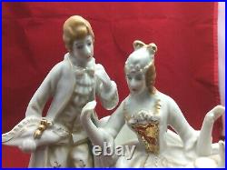 Antique 1920s Beck Music Box Melodie Charm wiht Porcelain Figurines