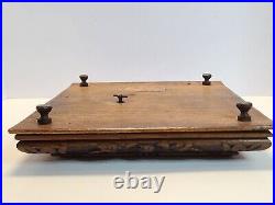 Antique 19th C. French Victorian Ornate Carved Oak Porcelain Top Music Box RARE