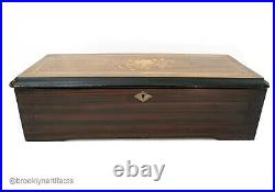 Antique 19th C. Swiss 10 Song 11 Air Cylinder Inlaid Rosewood Music Box