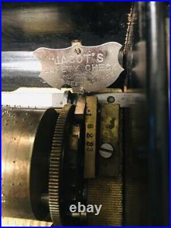 Antique 19th C Swiss Cranck Cylinder 8 Tune Music Box #16223 Jacot MF 1840's